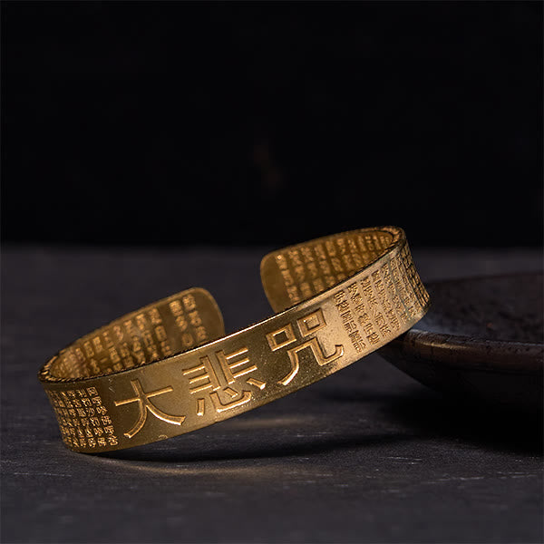 Daotempel Great Compassion Mantra Copper Brass Luck Power Bracelet Bangle