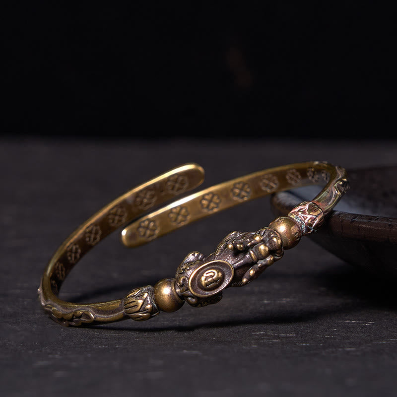 Daotempel Pi Xiu Carrying Coin Ingot Copper Brass Luck Wealth Bracelet Bangle