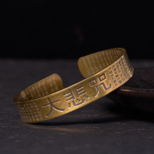 Daotempel Great Compassion Mantra Copper Brass Luck Power Bracelet Bangle