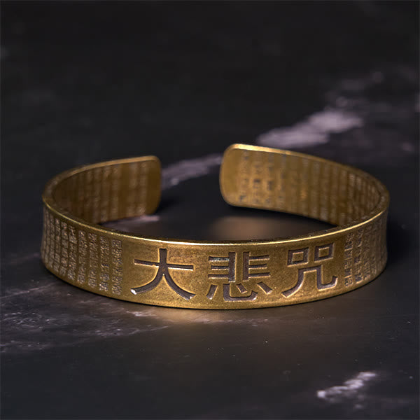 Daotempel Great Compassion Mantra Copper Brass Luck Power Bracelet Bangle
