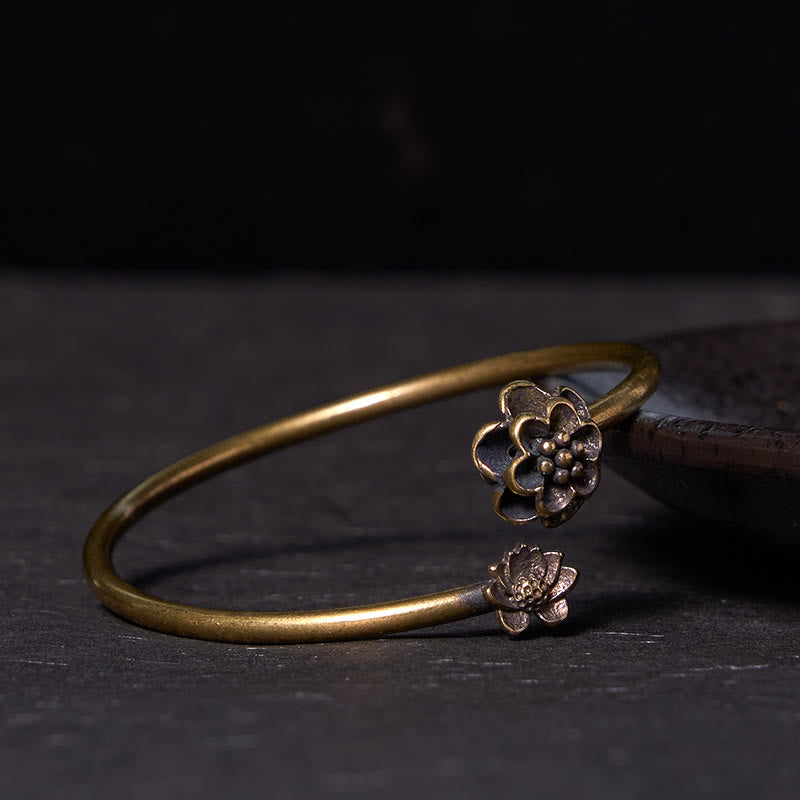Daotempel Peach Blossom Copper Brass Healing Bracelet Bangle