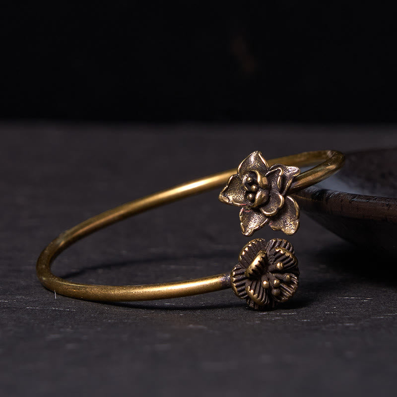 Daotempel Peach Blossom Copper Brass Healing Bracelet Bangle